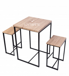 Set table haute avec 2 tabourets de bar