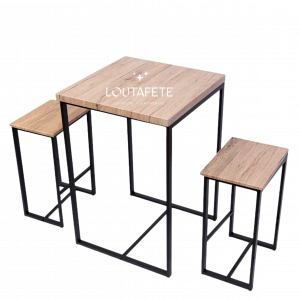 Set table haute avec 2 tabourets de bar